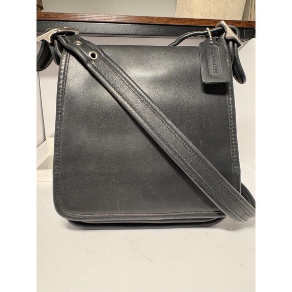 VTG Coach Bag Legacy Medium Studio Flap 9145 Black Leather Crossbody Purse Y2K